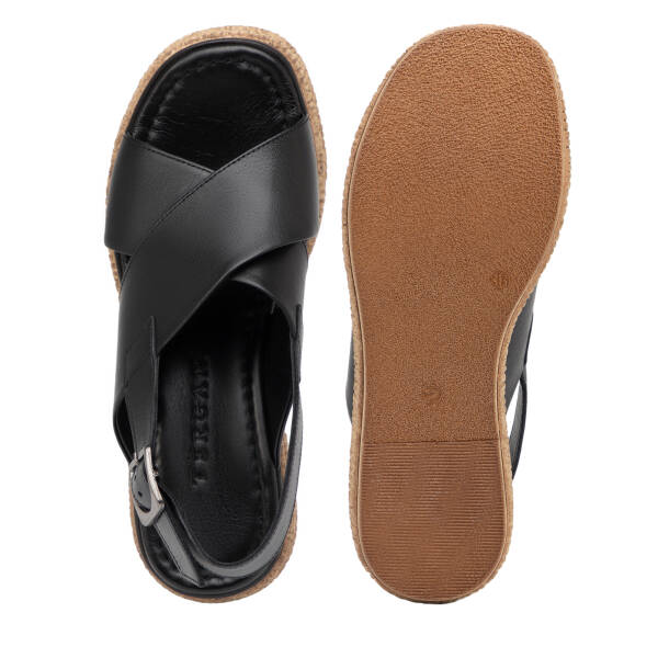 Siyah Hakiki Deri Kadın Sandalet - K26Y1SN68563-A23 - 6