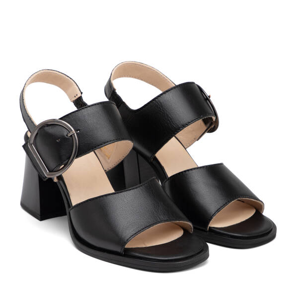 Siyah Hakiki Deri Kadın Sandalet - K26Y1SN68572-A23 - 2