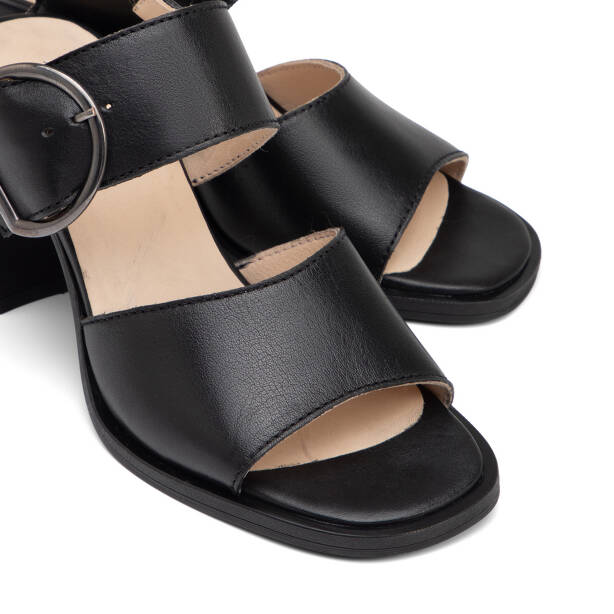 Siyah Hakiki Deri Kadın Sandalet - K26Y1SN68572-A23 - 3