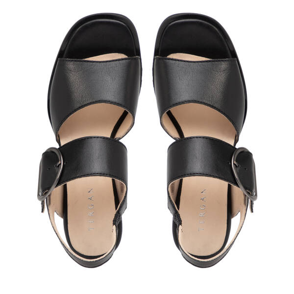 Siyah Hakiki Deri Kadın Sandalet - K26Y1SN68572-A23 - 5