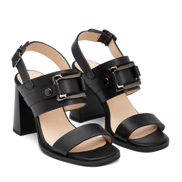 Siyah Hakiki Deri Kadın Sandalet - K26Y1SN68573-A23 - 2