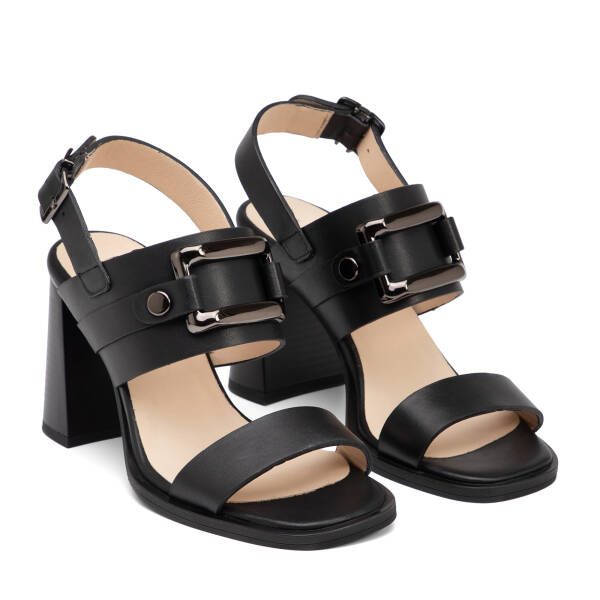 Siyah Hakiki Deri Kadın Sandalet - K26Y1SN68573-A23 - 2
