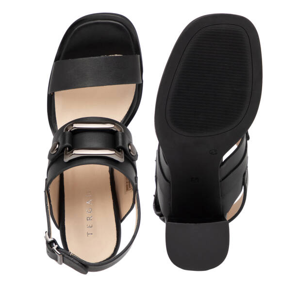 Siyah Hakiki Deri Kadın Sandalet - K26Y1SN68573-A23 - 6