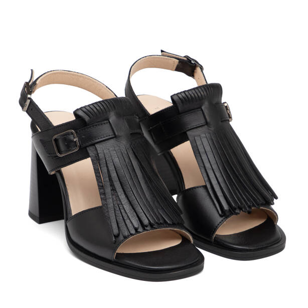 Siyah Hakiki Deri Kadın Sandalet - K26Y1SN68574-A23 - 2