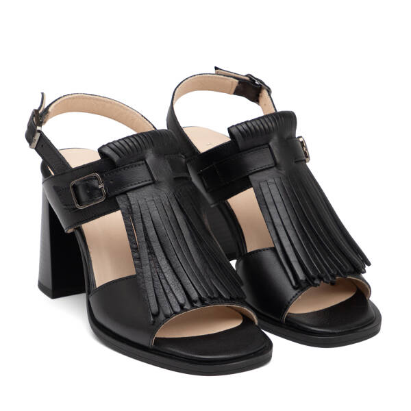 Siyah Hakiki Deri Kadın Sandalet - K26Y1SN68574-A23 - 2