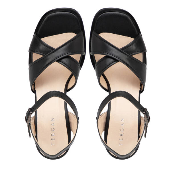 Siyah Hakiki Deri Kadın Sandalet - K26Y1SN68575-A23 - 5