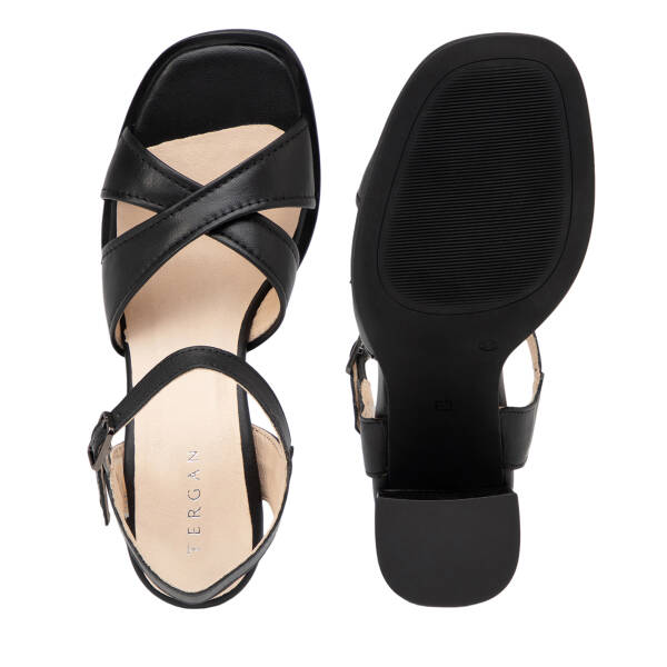 Siyah Hakiki Deri Kadın Sandalet - K26Y1SN68575-A23 - 6