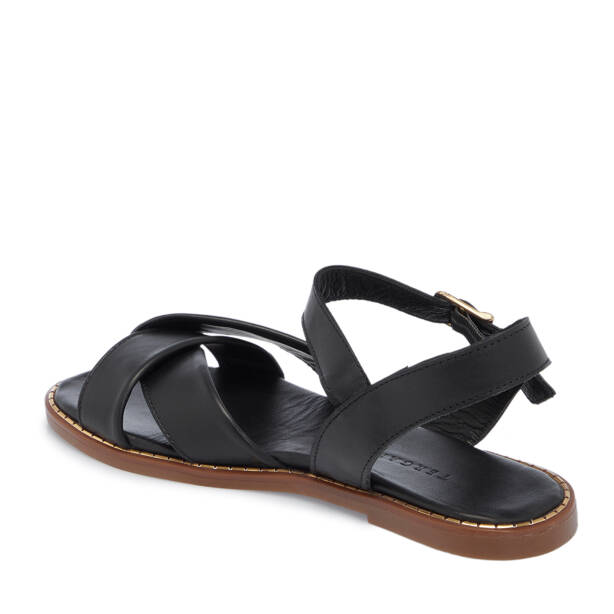 Siyah Hakiki Deri Kadın Sandalet - K26Y1SN68581-A23 - 2