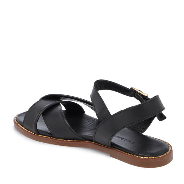 Siyah Hakiki Deri Kadın Sandalet - K26Y1SN68581-A23 - 2