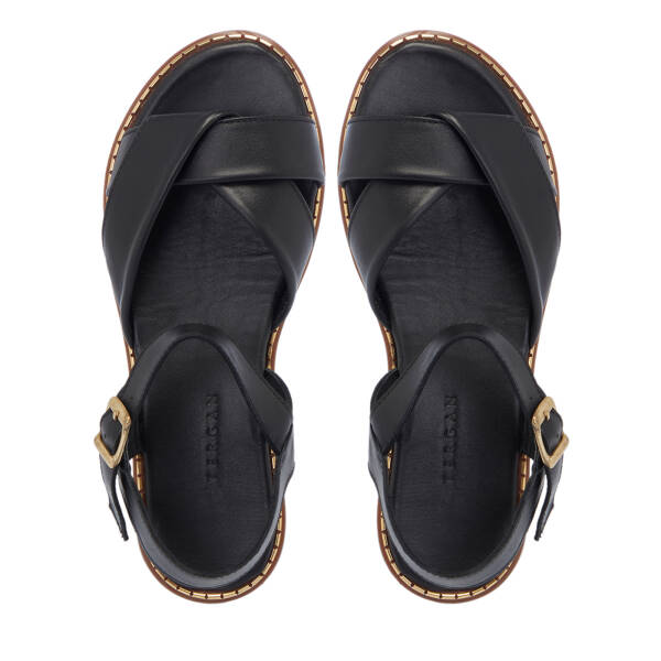 Siyah Hakiki Deri Kadın Sandalet - K26Y1SN68581-A23 - 5