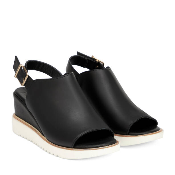 Siyah Hakiki Deri Kadın Sandalet - K26Y1SN68585-A23 - 2