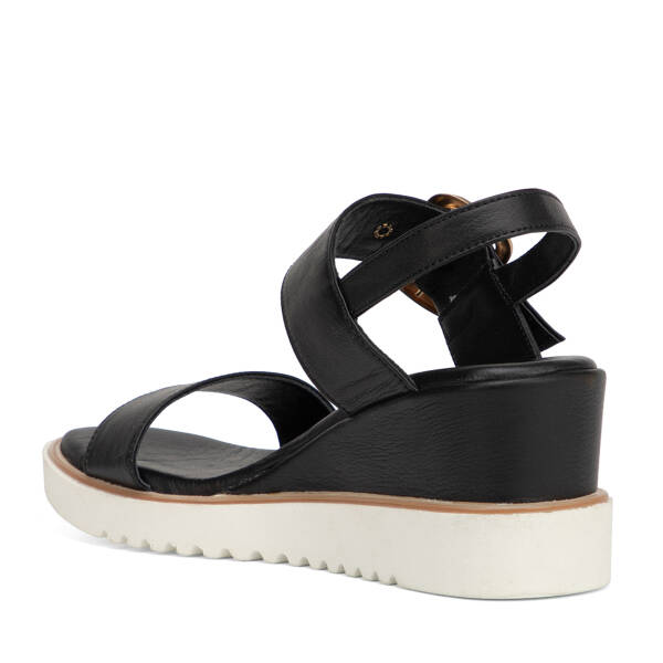 Siyah Hakiki Deri Kadın Sandalet - K26Y1SN68586-A23 - 4