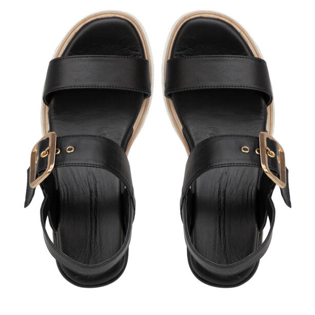 Siyah Hakiki Deri Kadın Sandalet - K26Y1SN68586-A23 - 5