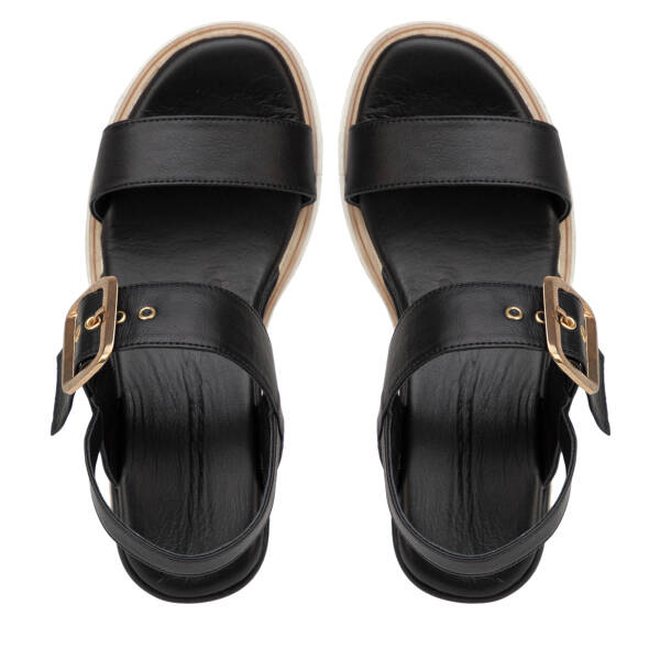 Siyah Hakiki Deri Kadın Sandalet - K26Y1SN68586-A23 - 5