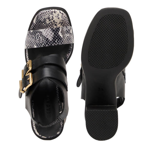 Siyah Hakiki Deri Kadın Sandalet - K26Y1SN68589-B99 - 6