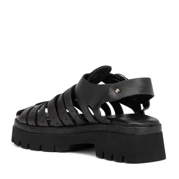 Siyah Hakiki Deri Kadın Sandalet - K26Y1SN68592-A23 - 4