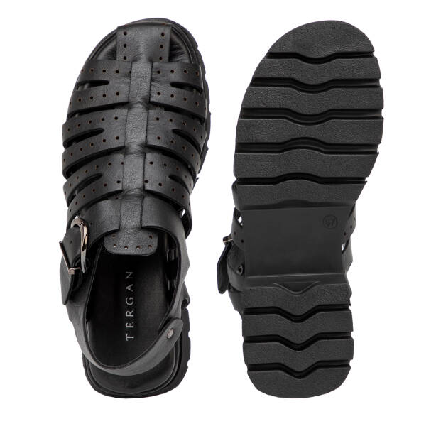 Siyah Hakiki Deri Kadın Sandalet - K26Y1SN68592-A23 - 6