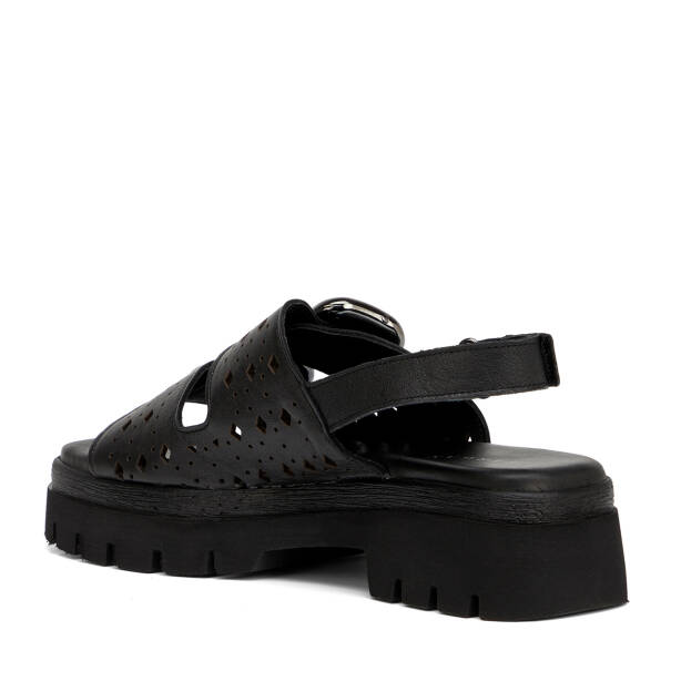 Siyah Hakiki Deri Kadın Sandalet - K26Y1SN68593-A23 - 4