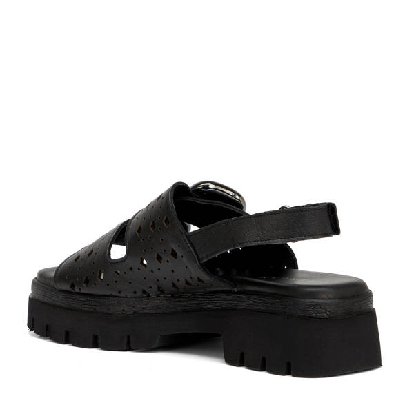 Siyah Hakiki Deri Kadın Sandalet - K26Y1SN68593-A23 - 4