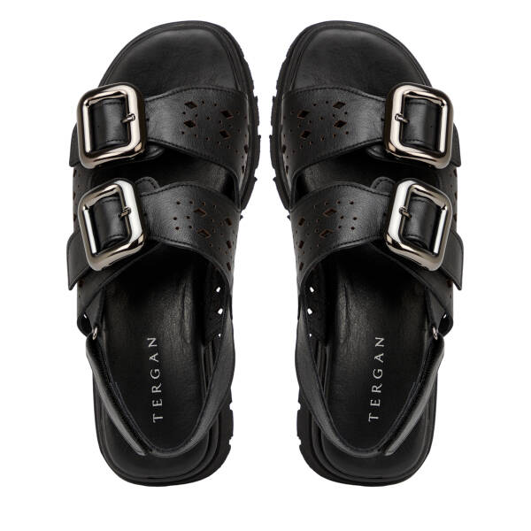 Siyah Hakiki Deri Kadın Sandalet - K26Y1SN68593-A23 - 5