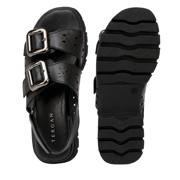 Siyah Hakiki Deri Kadın Sandalet - K26Y1SN68593-A23 - 6
