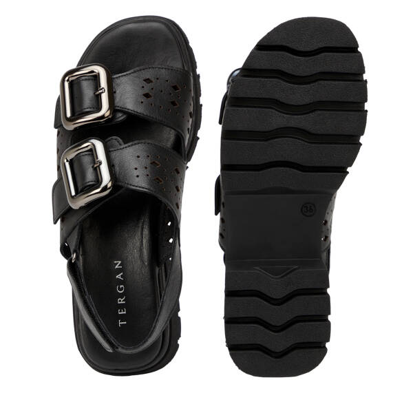 Siyah Hakiki Deri Kadın Sandalet - K26Y1SN68593-A23 - 6