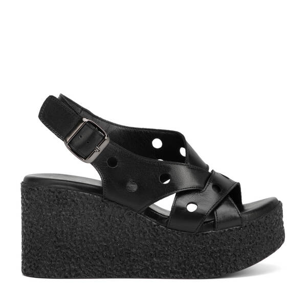 Siyah Hakiki Deri Kadın Sandalet - K26Y1SN68597-A23 - 1