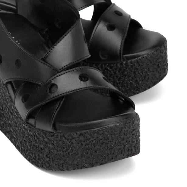 Siyah Hakiki Deri Kadın Sandalet - K26Y1SN68597-A23 - 3
