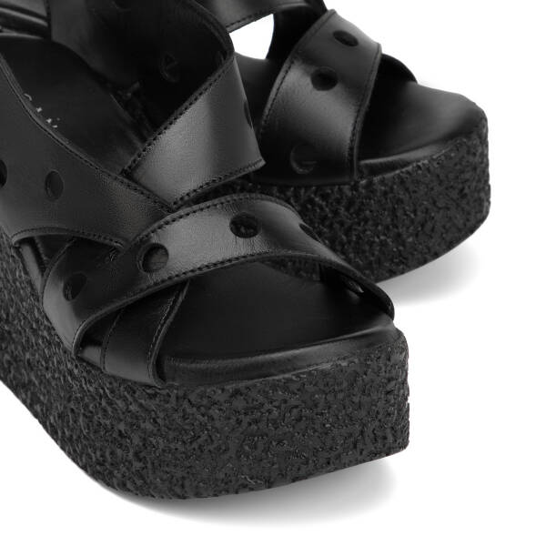 Siyah Hakiki Deri Kadın Sandalet - K26Y1SN68597-A23 - 3