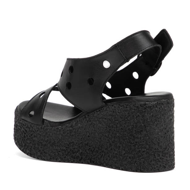 Siyah Hakiki Deri Kadın Sandalet - K26Y1SN68597-A23 - 4