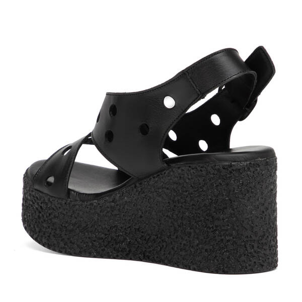 Siyah Hakiki Deri Kadın Sandalet - K26Y1SN68597-A23 - 4
