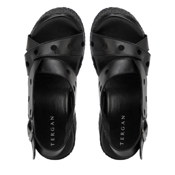 Siyah Hakiki Deri Kadın Sandalet - K26Y1SN68597-A23 - 5