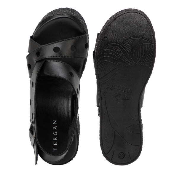 Siyah Hakiki Deri Kadın Sandalet - K26Y1SN68597-A23 - 6