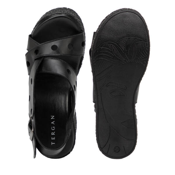 Siyah Hakiki Deri Kadın Sandalet - K26Y1SN68597-A23 - 6