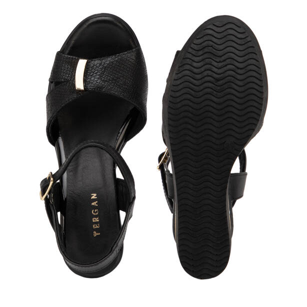 Siyah Hakiki Deri Kadın Sandalet - K26Y1SN68610-A23 - 6