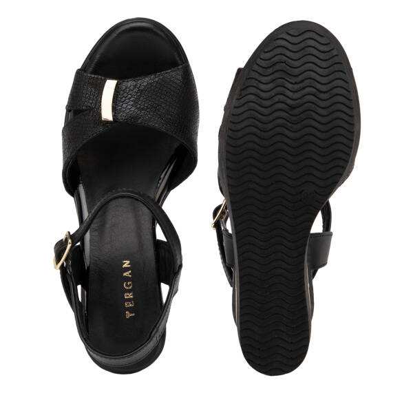 Siyah Hakiki Deri Kadın Sandalet - K26Y1SN68610-A23 - 6