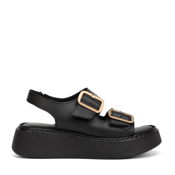 Siyah Hakiki Deri Kadın Sandalet - K26Y1SN68626-A23 - 1