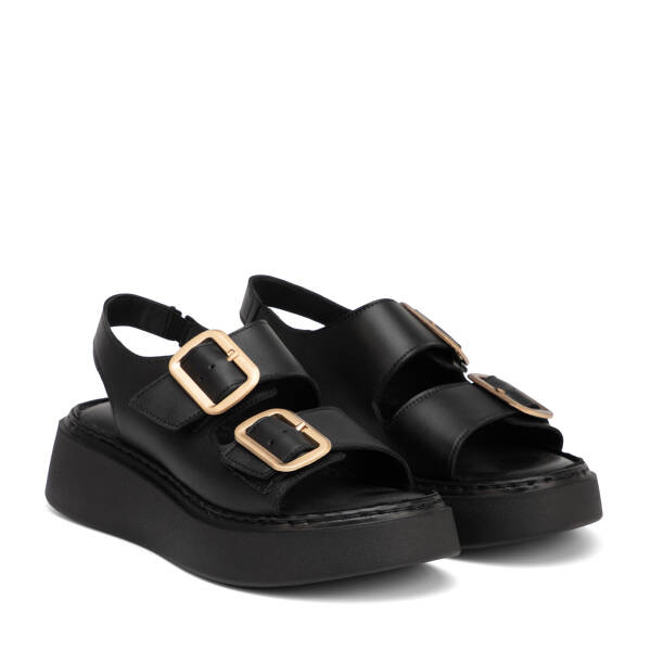 Siyah Hakiki Deri Kadın Sandalet - K26Y1SN68626-A23 - 2