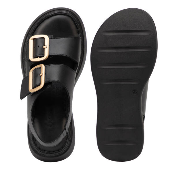 Siyah Hakiki Deri Kadın Sandalet - K26Y1SN68626-A23 - 6