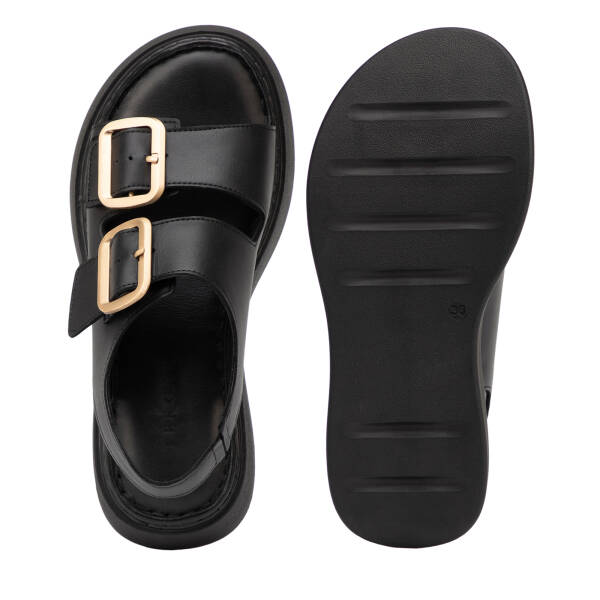 Siyah Hakiki Deri Kadın Sandalet - K26Y1SN68626-A23 - 6