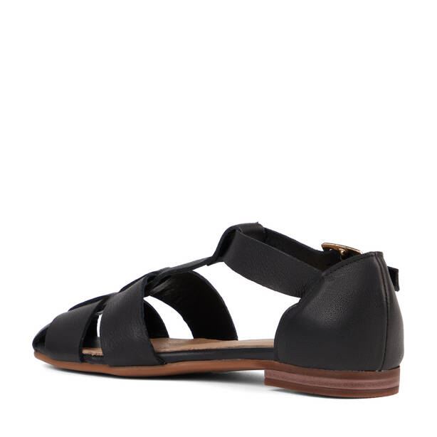 Siyah Hakiki Deri Kadın Sandalet - K26Y1SN68637-A23 - 4