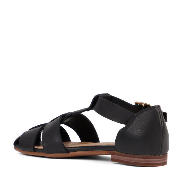 Siyah Hakiki Deri Kadın Sandalet - K26Y1SN68637-A23 - 4