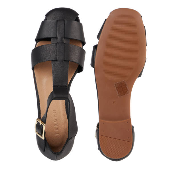 Siyah Hakiki Deri Kadın Sandalet - K26Y1SN68637-A23 - 5