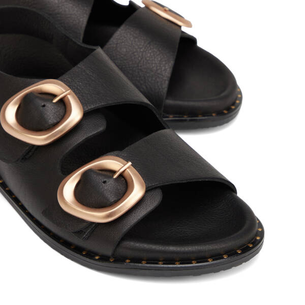 Siyah Hakiki Deri Kadın Sandalet - K26Y1SN68640-A23 - 3