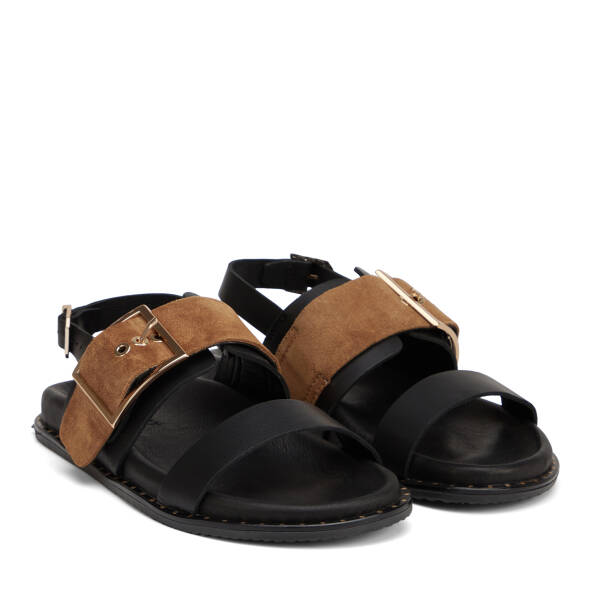 Siyah Hakiki Deri Kadın Sandalet - K26Y1SN68642-V1W - 2