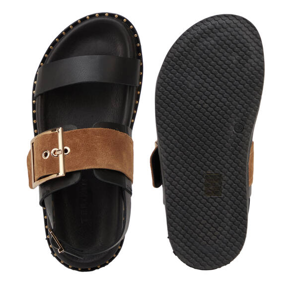 Siyah Hakiki Deri Kadın Sandalet - K26Y1SN68642-V1W - 6