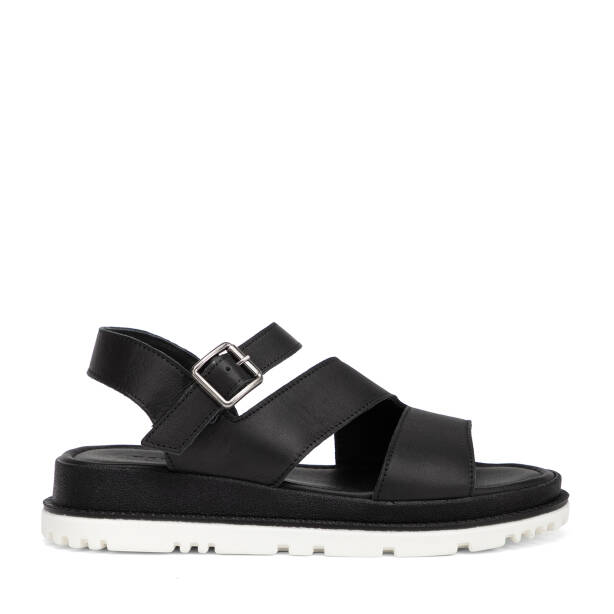 Siyah Hakiki Deri Kadın Sandalet - K26Y1SN68657-A23 