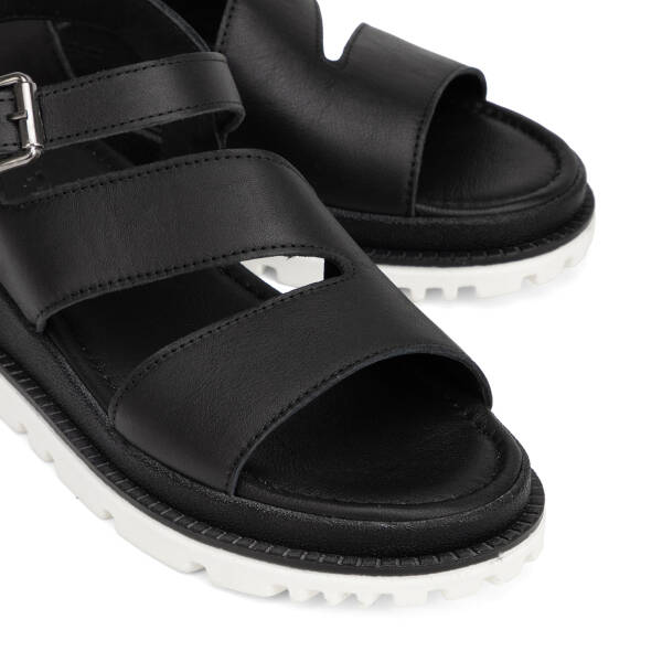 Siyah Hakiki Deri Kadın Sandalet - K26Y1SN68657-A23 - 3