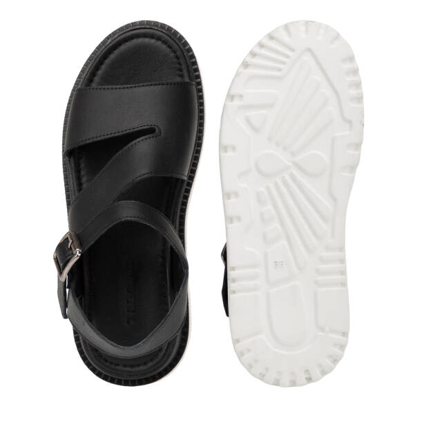 Siyah Hakiki Deri Kadın Sandalet - K26Y1SN68657-A23 - 6