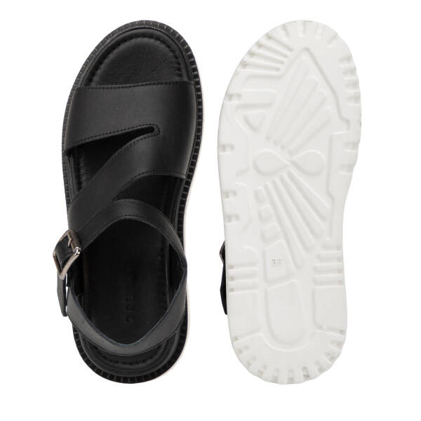 Siyah Hakiki Deri Kadın Sandalet - K26Y1SN68657-A23 - 6